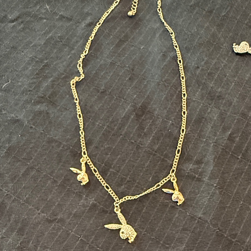 PLAYBOY Gold Tone Bunny Charm Necklace